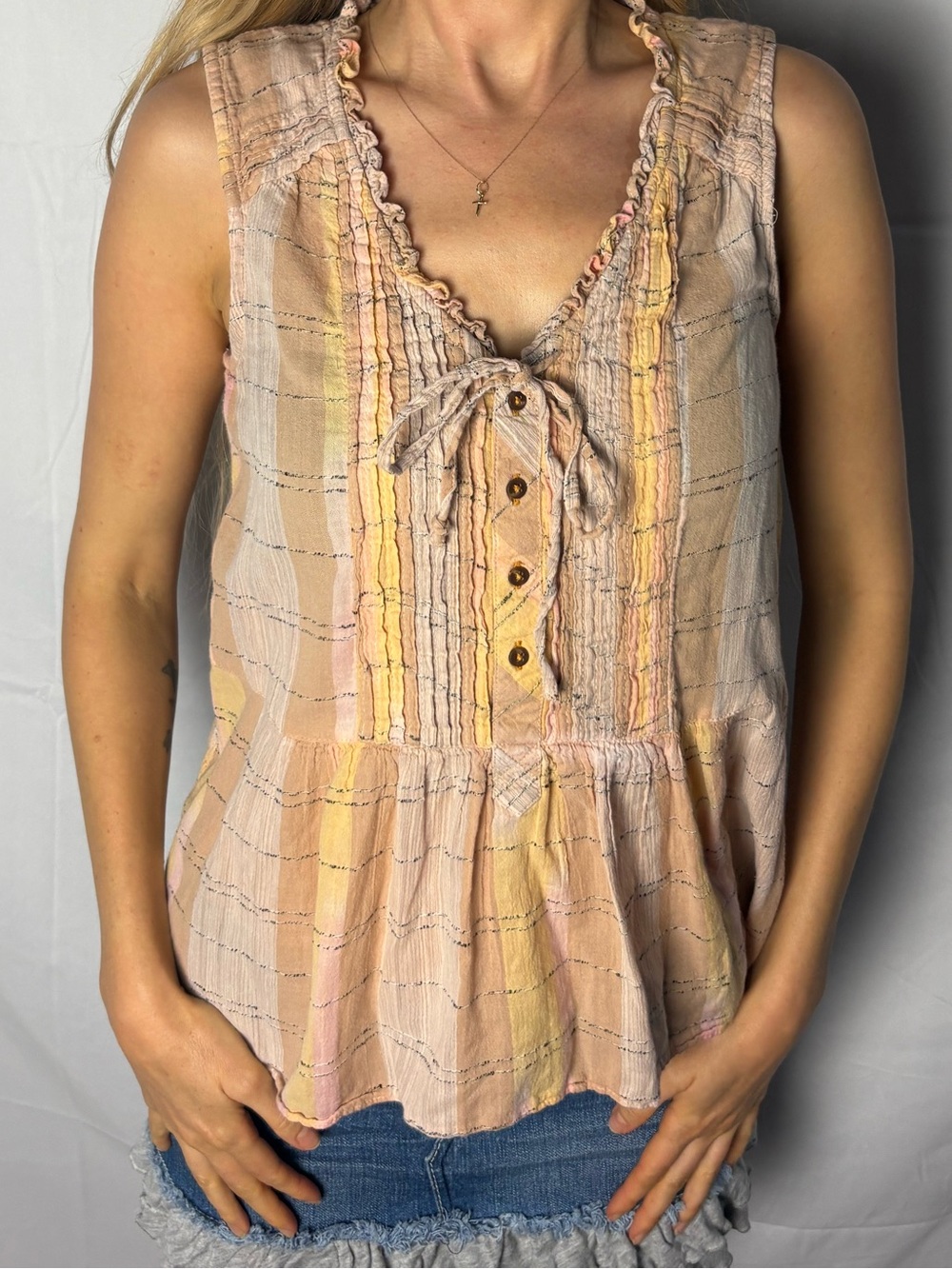 Holding Horses earthy tones Cotton blouse prairie style western coastal cowgirl
